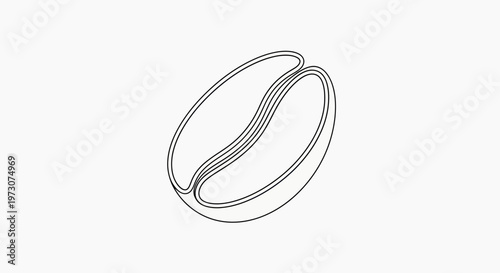 Clean line art depicts a single coffee bean with a central groove