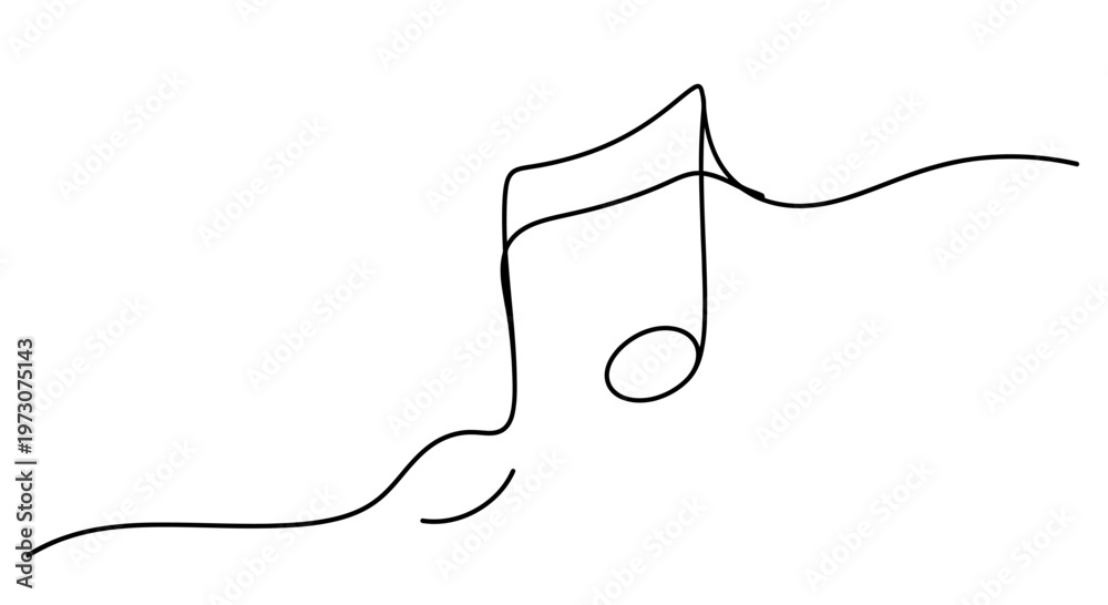 Obraz premium A single black line forms a musical eighth note with curved stems