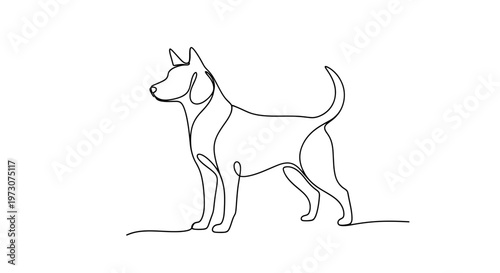 Minimalist line art of a standing dog