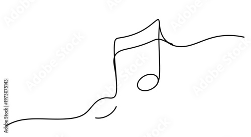 A single black line forms a musical eighth note with curved stems