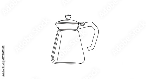 Minimalist black and white drawing of a stovetop coffee maker