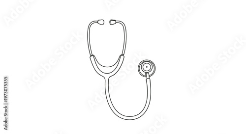 Minimalist line art of a medical stethoscope, isolated on a white background