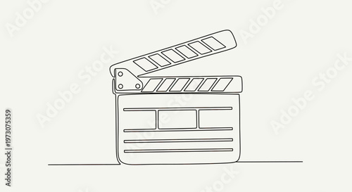 Minimalist line drawing of a clapperboard with the top section open