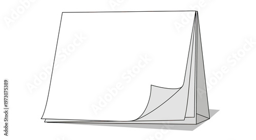 Minimalist depiction of an open, unbound desk calendar, with pages fanned