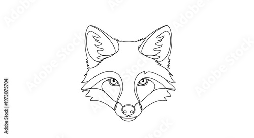 Minimalist black line drawing of a fox face with pointed ears