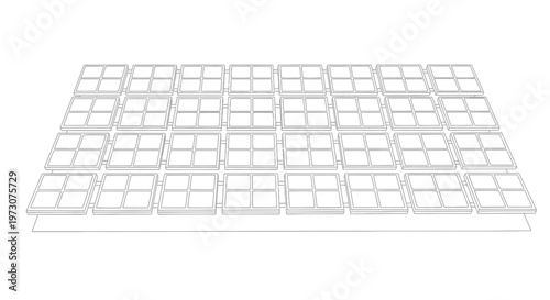 Array of squares arranged in rows and columns on a flat surface