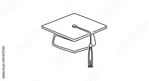 Minimalist illustration of a graduation cap with tassel