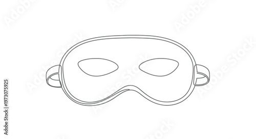 Simple grey line drawing of a contoured eye mask with elastic straps