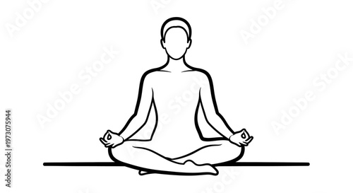 Stylized outline of a person meditating in a seated cross-legged pose