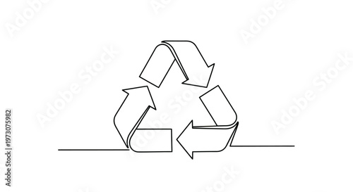 Stylized recycling symbol formed by three chasing arrows in a continuous black outline on white