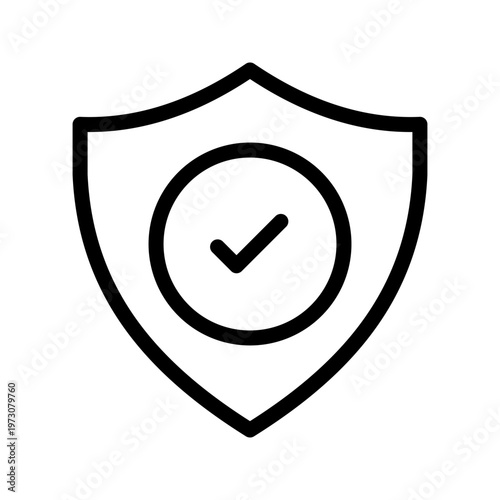 Verified shield check icon modern security approval, protection validation and trust confirmation visual