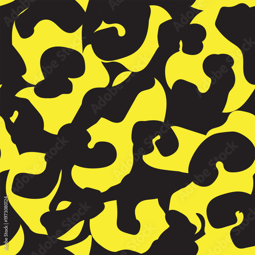 Yellow Camouflage Pattern Design For Homeware Apparel And Packaging Bold Graphic Style Trendy Surface Coverings