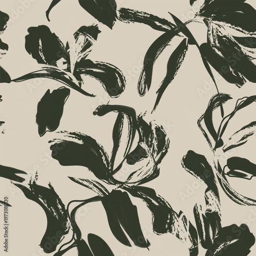 Abstract Floral Brushstrokes Textile Design Pattern