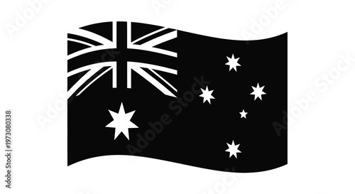 Waving flag of australia featuring union jack and southern cross stars