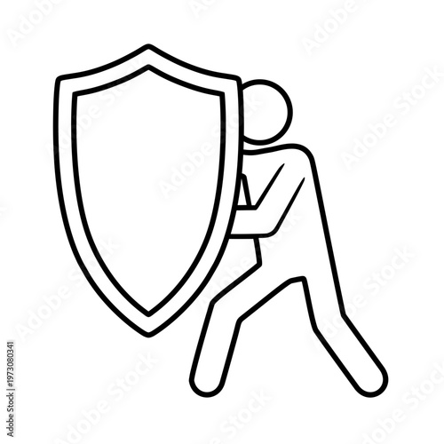 盾を構える人物のラインアイコン