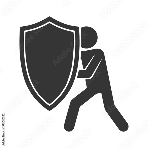 盾を構える人物のシルエットアイコン