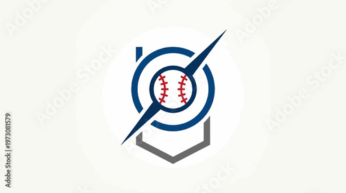 Abstract Baseball Logo with Crossed Bat