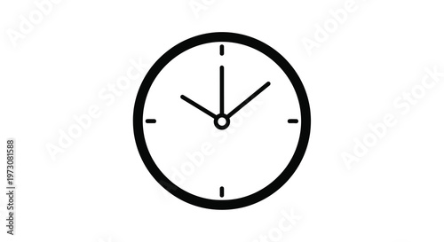 Simple black and white line drawing of a wall clock showing ten past twelve
