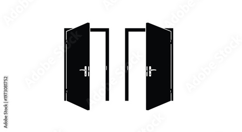 An open doorway illustration with a receding perspective effect