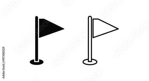 Two simple flag icons one filled and one outlined on a white background