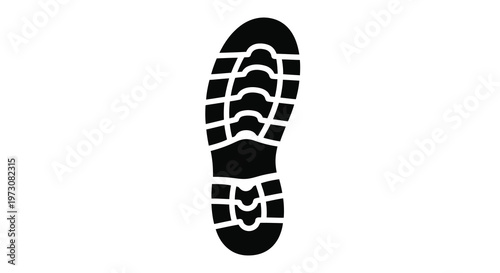 A black silhouette of a shoe sole with a detailed tread pattern