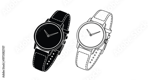 Two minimalist watches one black and one white displayed against a white background