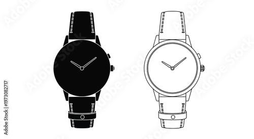 Two minimalist watches one dark and one light displayed in a linear style