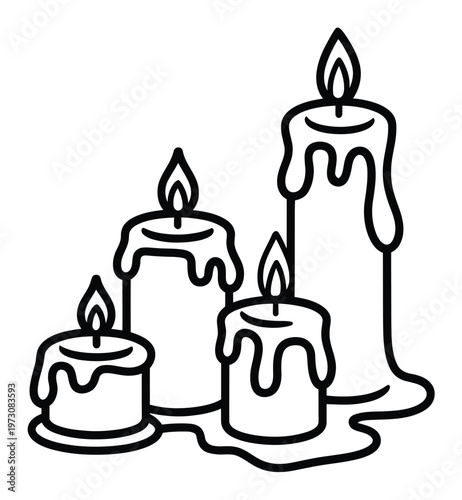 Melting Candles Line Art Vector Illustration