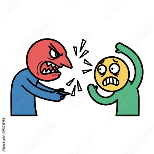 Angry Boss Yelling at Scared Employee, Conflict, Stress, Bullying, Workplace Harassment