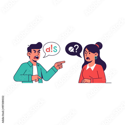 Angry Couple Arguing, Pointing Fingers, Communication Breakdown, Relationship Conflict