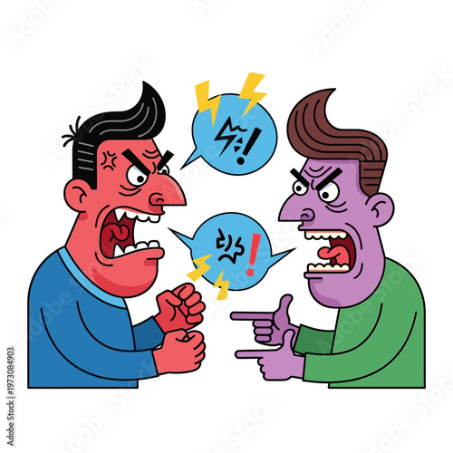 Angry people arguing and shouting, conflict and disagreement illustration
