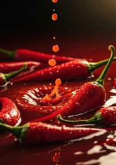 Crédence de cuisine  A close-up of red chili peppers on a dark surface  © Nil Store