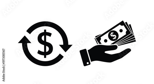 Money transfer and receiving a financial exchange illustration