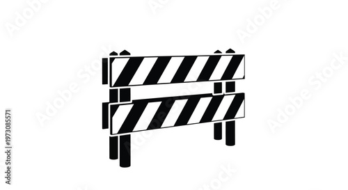 Black and white illustration of a road barrier simple graphic design