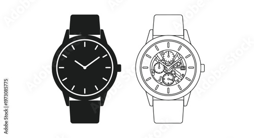 Two wristwatches displayed a black and a white version side by side
