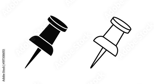 Two push pins one filled and one outline shown in a simple illustration