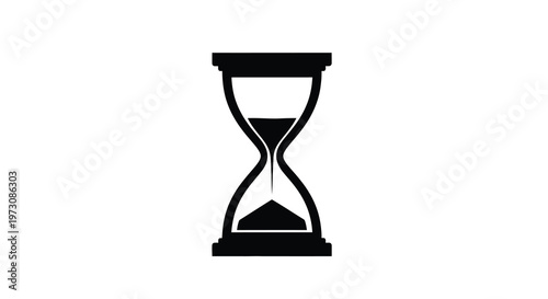 Simple black silhouette of an hourglass with sand flowing downward