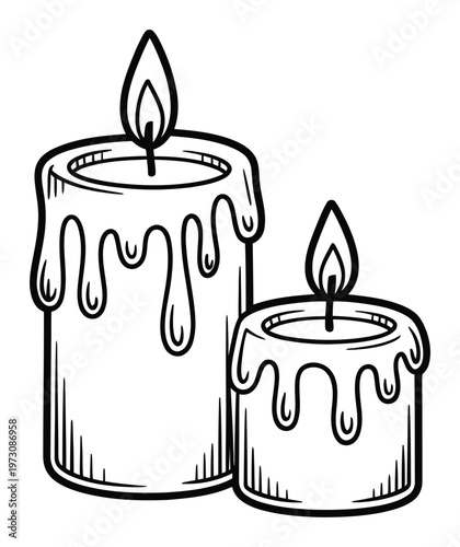 Two Burning Candles Vector Illustration