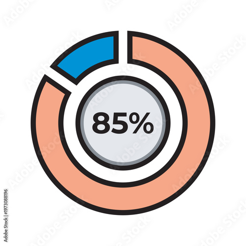 Marketing Pie Chart Color Line Icon. Modern color outline icon representing marketing analytics and campaign performance.