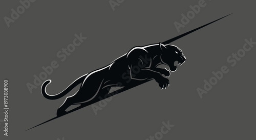 Minimalist black panther logo in a circular frame, featuring a fierce roaring big cat head silhouette. Modern, bold and clean design ideal for branding, sports teams, esports, and luxury identity use.