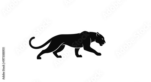 Minimalist black panther logo in a circular frame, featuring a fierce roaring big cat head silhouette. Modern, bold and clean design ideal for branding, sports teams, esports, and luxury identity use.