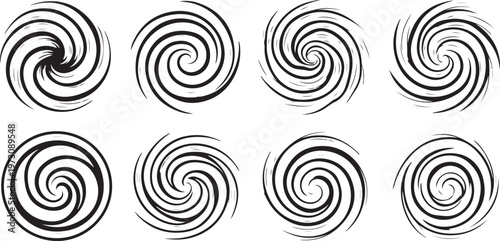 Intricate black and white spiral designs showcasing mesmerizing patterns and depth Vector