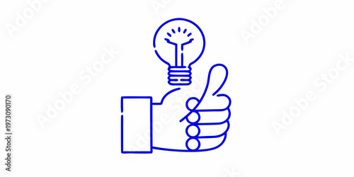 A hand giving a thumbs up with a lightbulb above it