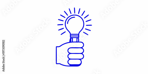 A hand firmly grasping a glowing lightbulb representing a bright idea