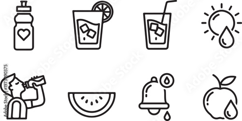 A collection of simple line drawings illustrating common objects and symbols Vector