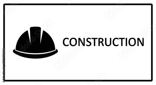 Construction Safety Helmet Icon with Text