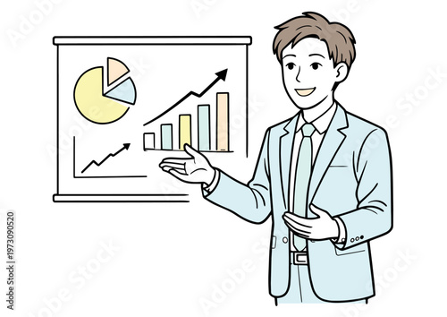 ビジネスプレゼンテーション中の若い男性