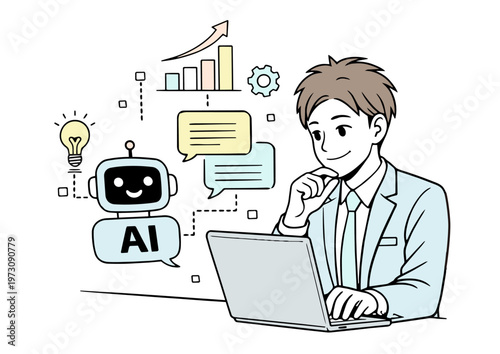 AIとビジネスマンのコミュニケーション