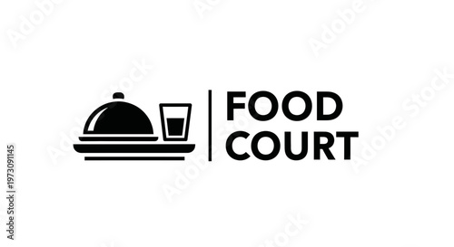 Food Court Signage with Food Tray and Drink Icon