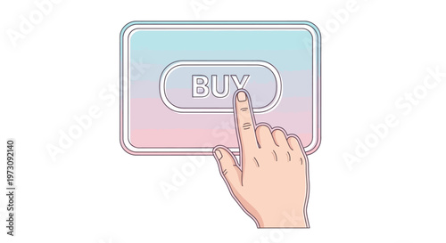 Hand pressing buy button online shopping.